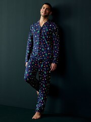 Society 8 Blue Mens Ski Slope Christmas Pyjamas - Image 1 of 5