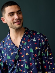 Society 8 Blue Mens Ski Slope Christmas Pyjamas - Image 4 of 5