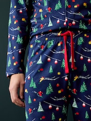 Society 8 Blue Mens Ski Slope Christmas Pyjamas - Image 5 of 5