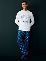 Society 8 Blue Mens Lapland Christmas Pyjamas - Image 1 of 3