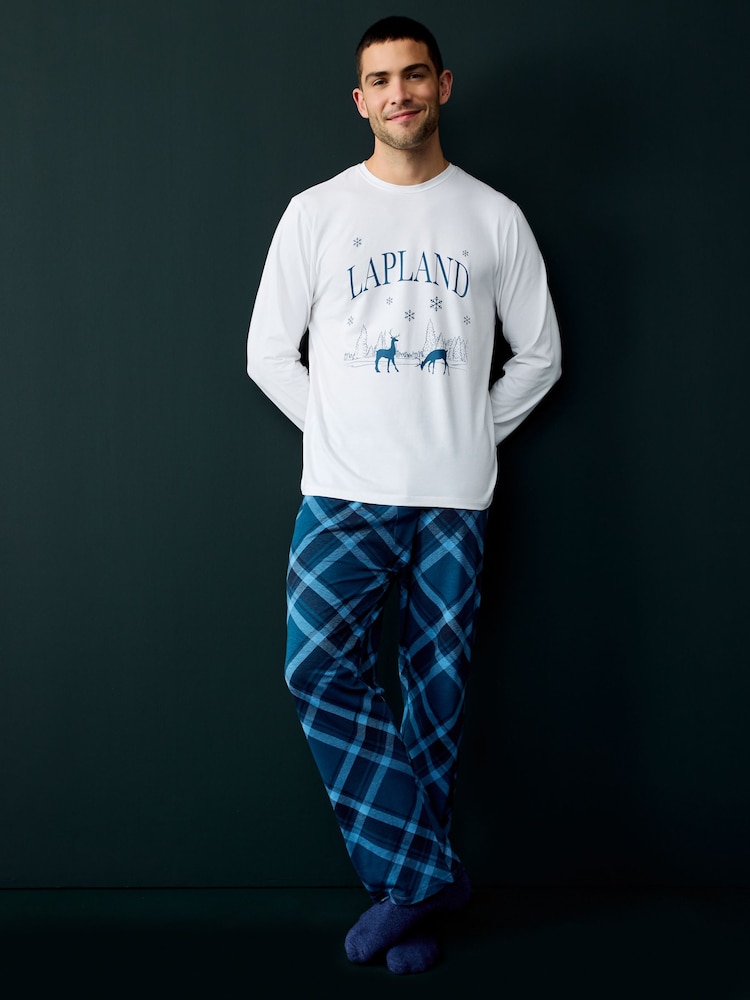 Society 8 Blue Mens Lapland Christmas Pyjamas - Image 1 of 3 Society 8 Blue Mens Lapland Christmas Pyjamas - Image 1 of 3
