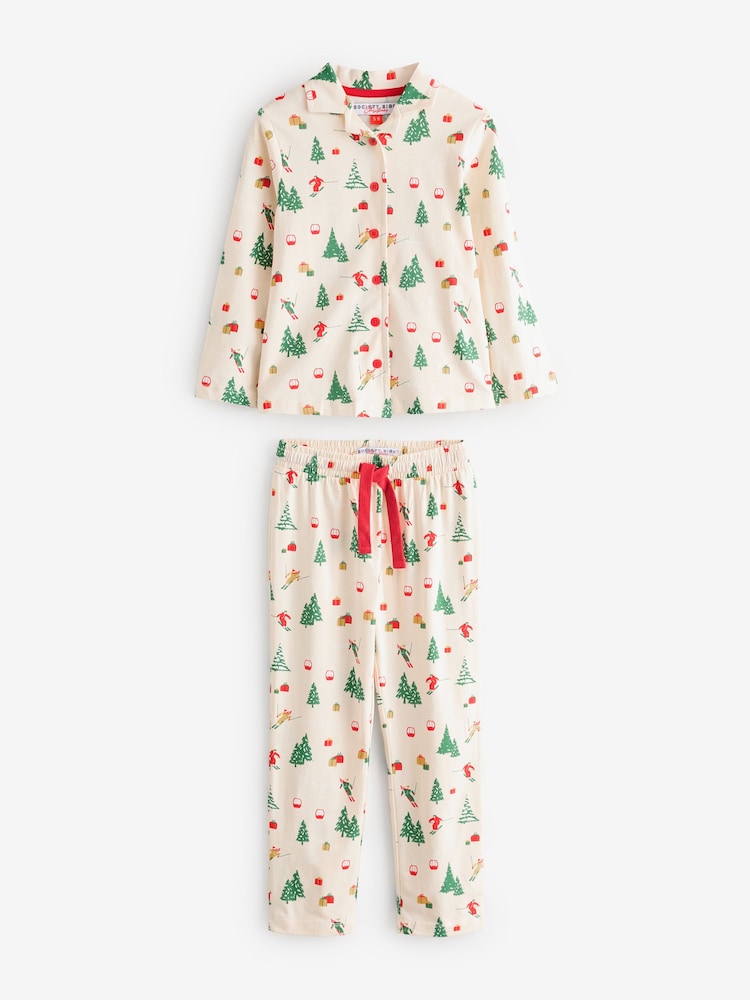 Society 8 Cream Girls Ski Slope Christmas Pyjamas - Image 1 of 1