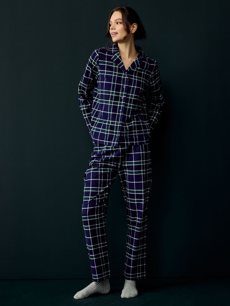 Society 8 Blue Ladies 100% Cotton Flannel Christmas Pyjamas - Image 1 of 4
