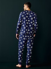 Society 8 Blue Mens Snowflake Christmas Pyjamas - Image 3 of 4