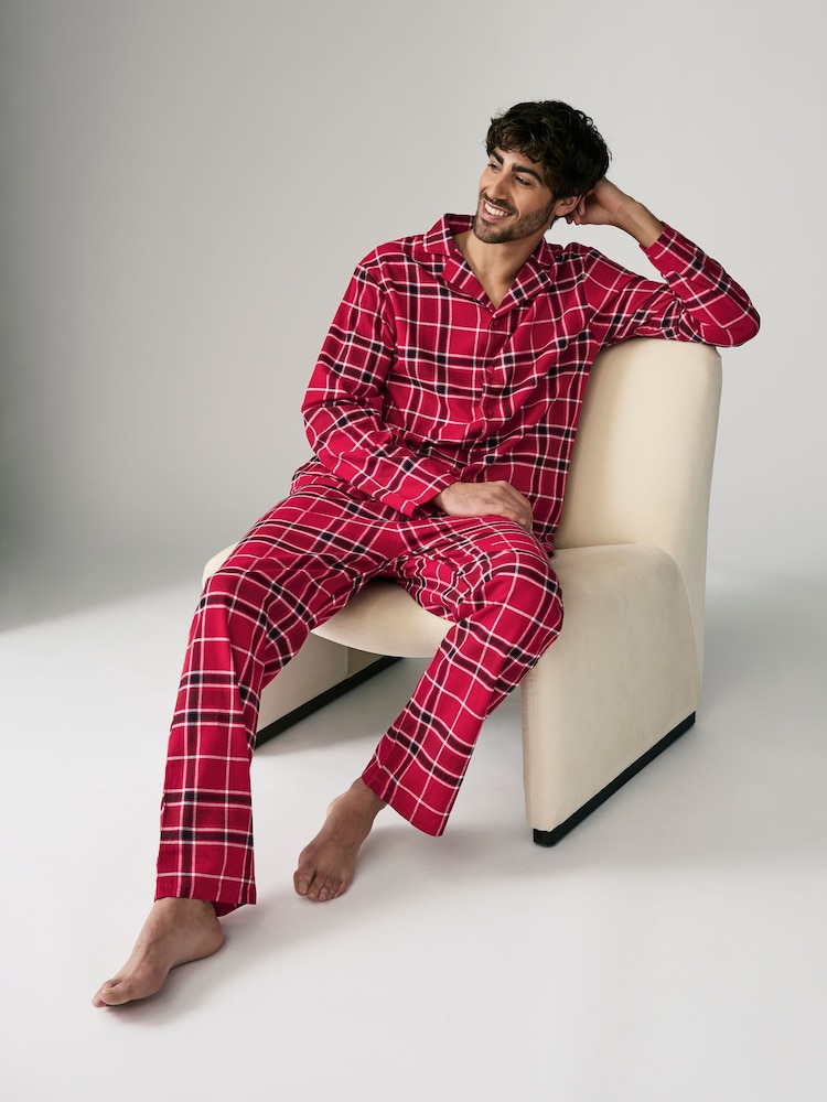 Society 8 Red Mens 100% Cotton Flannel Christmas Pyjamas - Image 1 of 9