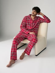Society 8 Red Mens 100% Cotton Flannel Christmas Pyjamas - Image 2 of 9