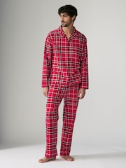 Society 8 Red Mens 100% Cotton Flannel Christmas Pyjamas - Image 3 of 9