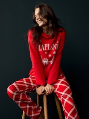 Society 8 Red Ladies Lapland Christmas Pyjamas - Image 1 of 3