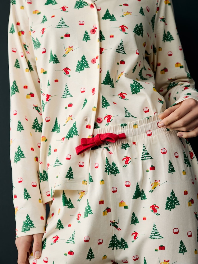 Society 8 Cream Ladies Ski Slope Christmas Pyjamas - Image 4 of 4