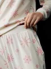 Society 8 Cream Ladies Snowflake Christmas Pyjamas - Image 4 of 4