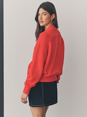 Red 100% Cotton Knitted Bomber Jacket - Image 3 of 7