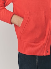 Red 100% Cotton Knitted Bomber Jacket - Image 4 of 7