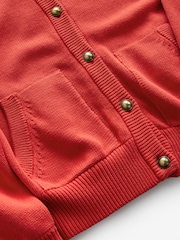 Red 100% Cotton Knitted Bomber Jacket - Image 6 of 7