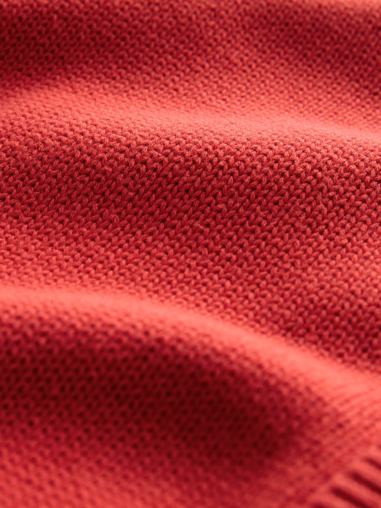 Red 100% Cotton Knitted Bomber Jacket - Image 7 of 7
