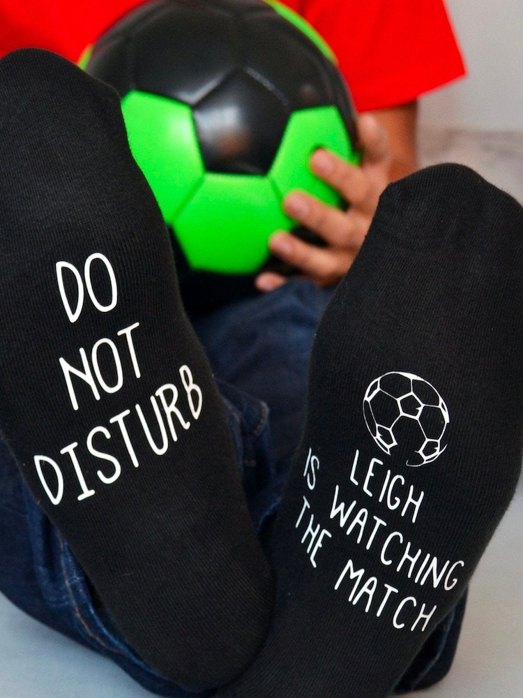 Solesmith Do Not Disturb Personalised Football Black Socks - Image 3 of 3