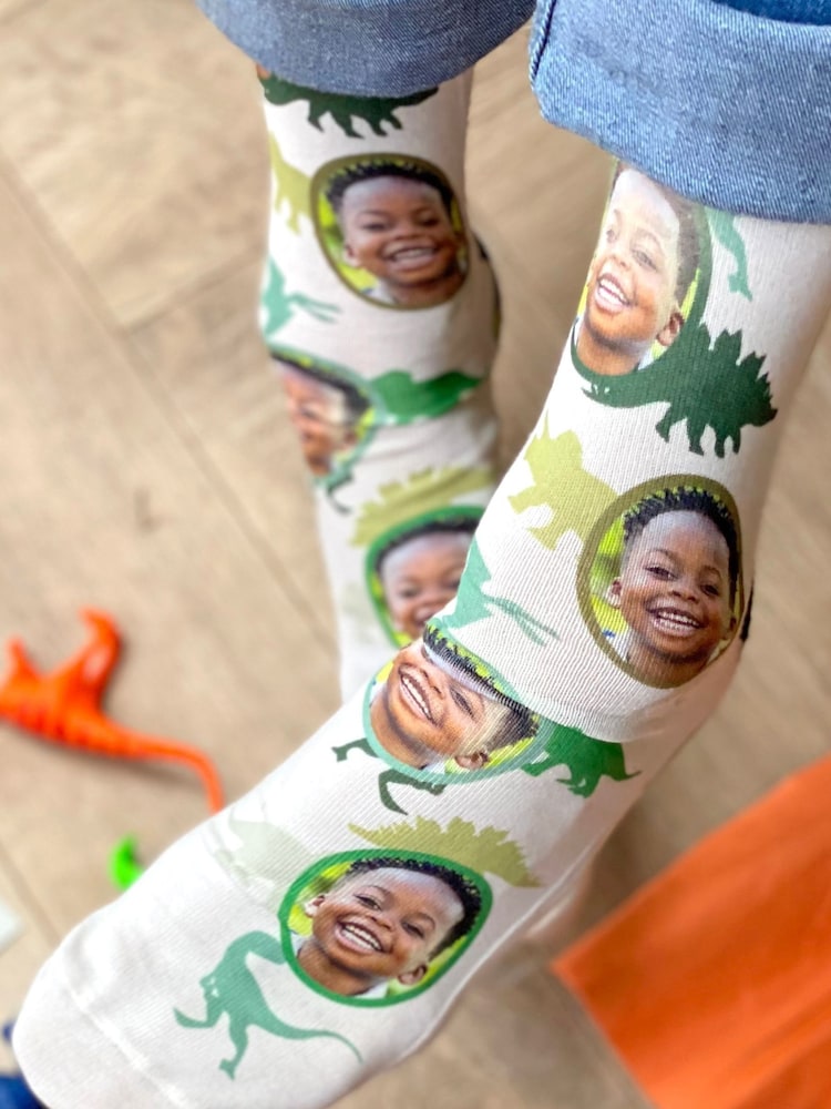 Solesmith Dinosaur Photo White Socks - Image 1 of 2