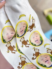 Solesmith My Little Cheeky Monkey Photo White Socks - Image 2 of 2