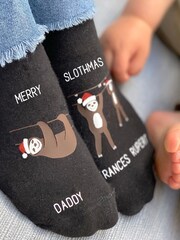 Solesmith Personalised Christmas Sloth Black Socks - Image 1 of 4