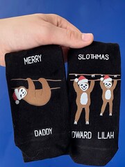 Solesmith Personalised Christmas Sloth Black Socks - Image 2 of 4