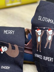 Solesmith Personalised Christmas Sloth Black Socks - Image 3 of 4