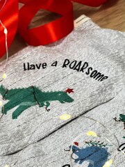 Solesmith Grey Personalised Me and You Dinosaur Print Christmas Socks - Image 4 of 6