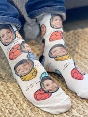 Solesmith Daddys Biggest Fan Photo Football White Socks - Image 1 of 2