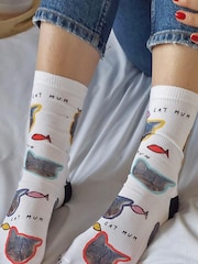 Solesmith Cat Parent Personalised Photo White Socks - Image 2 of 3