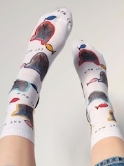 Solesmith Cat Parent Personalised Photo White Socks - Image 3 of 3