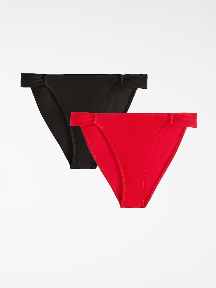 Friends Like These Multi Pleated Triangle Tie Back Bikini Bottoms 2 Pack - Image 1 of 7