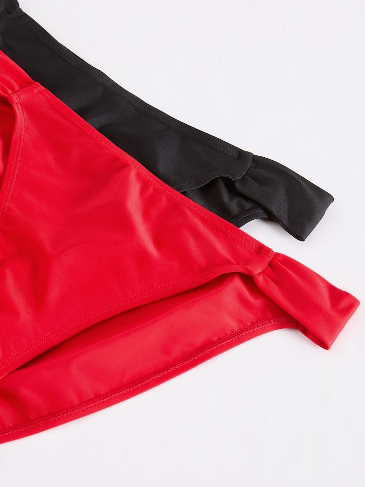 Friends Like These Multi Pleated Triangle Tie Back Bikini Bottoms 2 Pack - Image 2 of 7