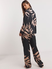 Figleaves Stretch Satin Buttom Through Black Pyjamas Set - Image 3 of 4