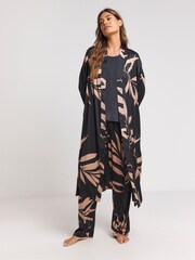 Figleaves Stretch Satin Lace Black Kimono Gown - Image 3 of 4