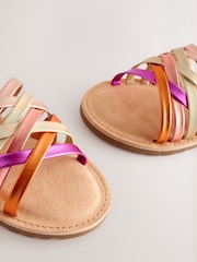 Metallic Wide Fit (G) Strap Sandals - Image 4 of 6