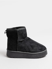 Yours Curve Black Wide Fit Faux Fur Lined Microsuede Boots - Image 2 of 5