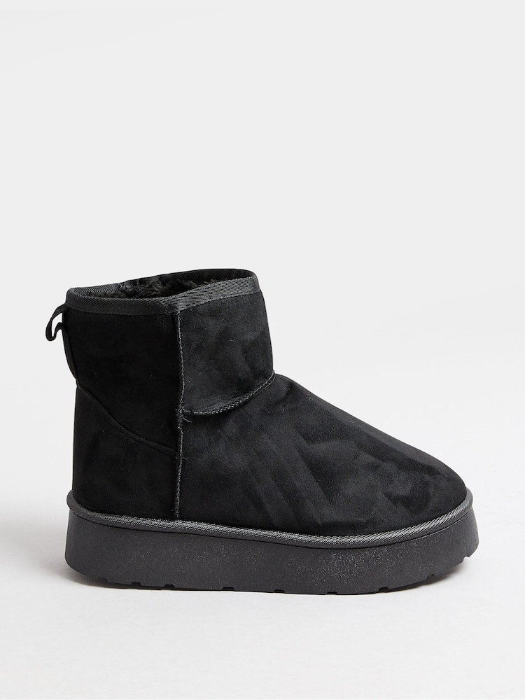 Yours Curve Black Wide Fit Faux Fur Lined Microsuede Boots - Image 2 of 5