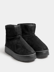Yours Curve Black Wide Fit Faux Fur Lined Microsuede Boots - Image 3 of 5