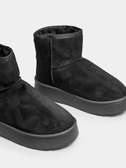 Yours Curve Black Wide Fit Faux Fur Lined Microsuede Boots - Image 4 of 5