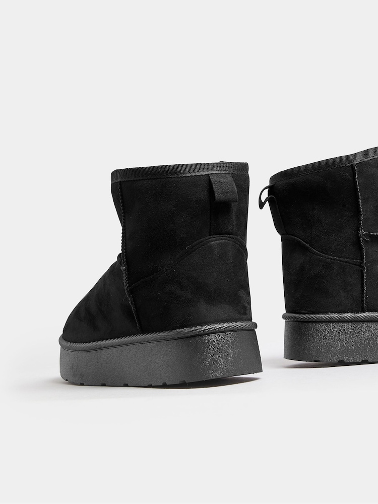 Yours Curve Black Wide Fit Faux Fur Lined Microsuede Boots - Image 5 of 5