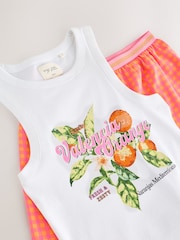 Fluro Orange Cotton Rib Vest Short Set Pyjamas - Image 7 of 8