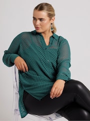 Grün - Yours Curve Chevron Burnout-Hemd - Bild 1 von 5