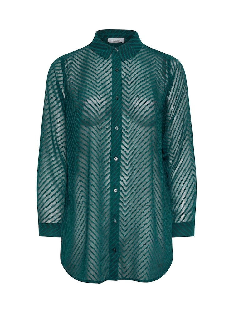 Yours Curve Green Chevron Burnout Shirt - Image 5 of 5 Yours Curve Green Chevron Burnout Shirt - Image 5 of 5