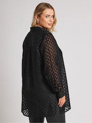 Yours Curve Black Spot Burnout Shirt - Image 2 of 4