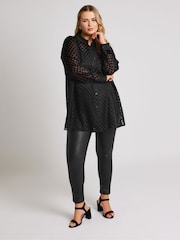 Yours Curve Black Spot Burnout Shirt - Image 3 of 4
