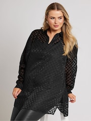 Yours Curve Black Spot Burnout Shirt - Image 4 of 4
