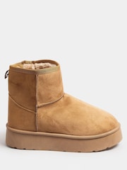 Yours Curve Brown Wide Fit Faux Fur Lined Microsuede Boots - Image 2 of 4