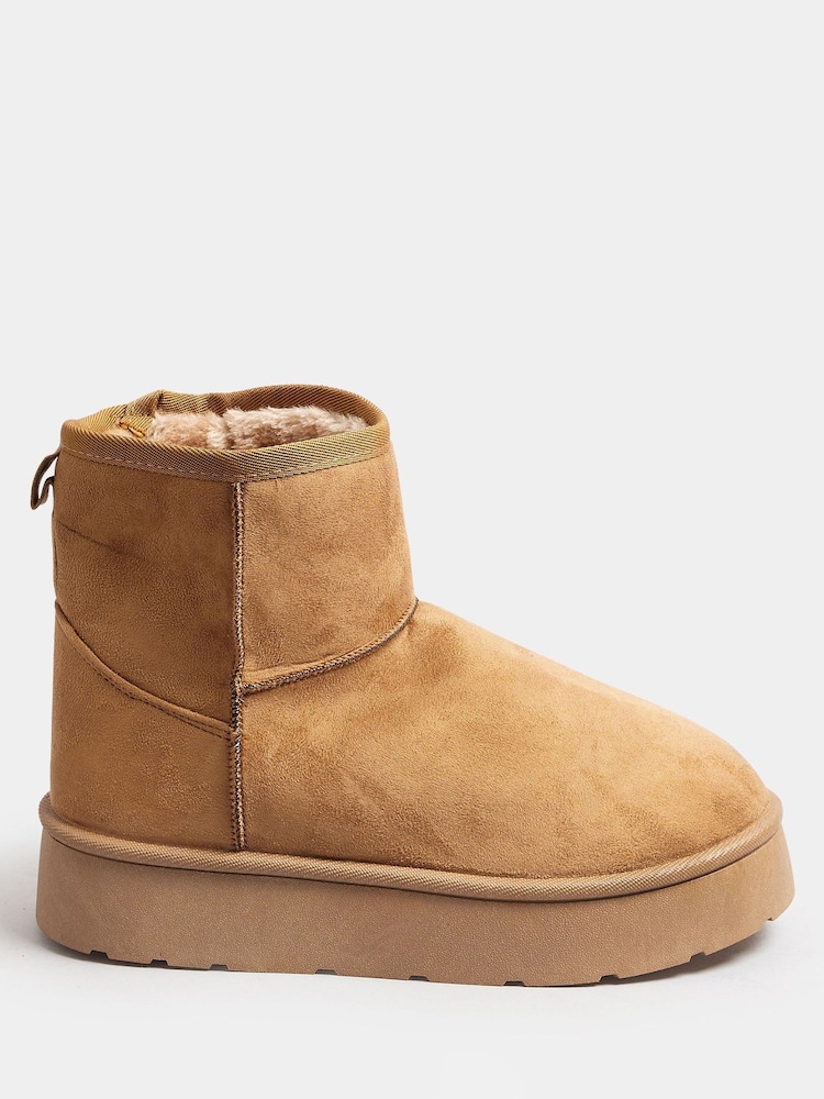 Yours Curve Brown Wide Fit Faux Fur Lined Microsuede Boots - Image 2 of 4
