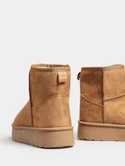 Yours Curve Brown Wide Fit Faux Fur Lined Microsuede Boots - Image 3 of 4