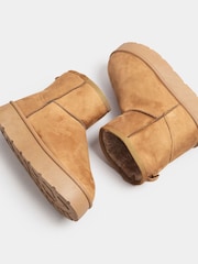 Yours Curve Brown Wide Fit Faux Fur Lined Microsuede Boots - Image 4 of 4
