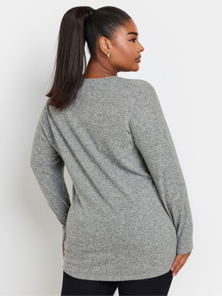 Yours Curve Grey Colourblock Jumper - Image 3 of 5