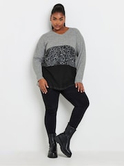 Yours Curve Grey Colourblock Jumper - Image 4 of 5
